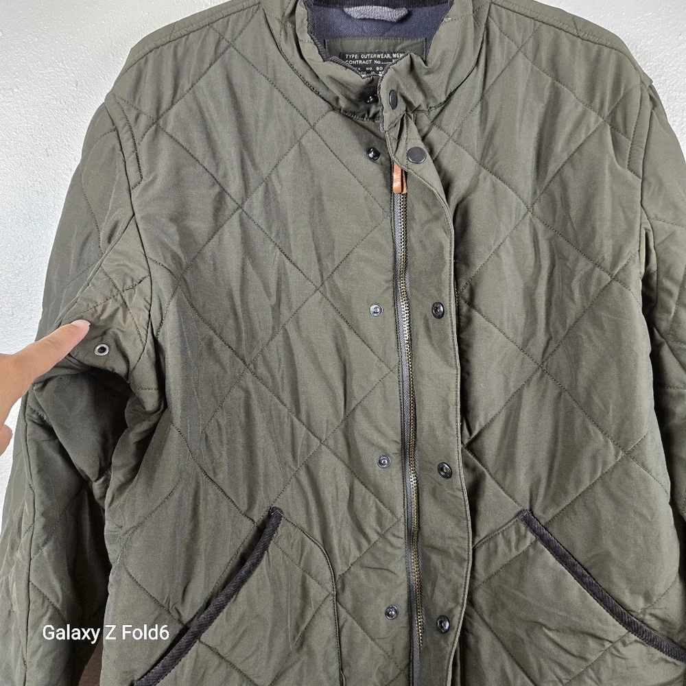 J.Crew Sussex Quilted Jacket with PrimaLoft Size L Olive Green Zipper Damage‎ +